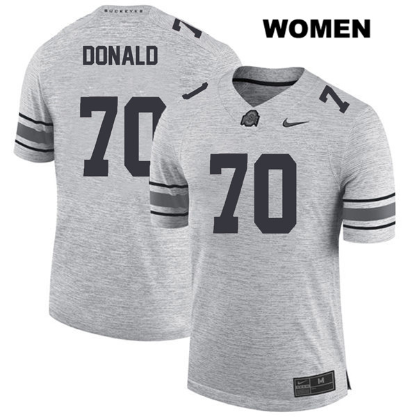 Ohio State Buckeyes Women's Noah Donald #70 Gray Authentic Nike College NCAA Stitched Football Jersey IQ19T61XV